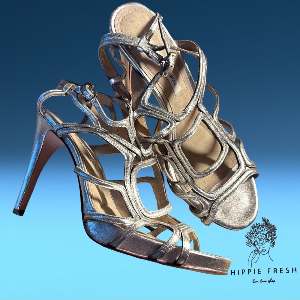 DIANE VON FURSTENBERG WOMEN'S JEANETTE NAPPA SHOES - PLATINO /silver S10